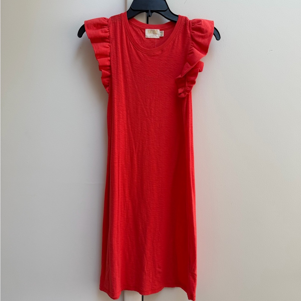 Nation LTD Red Ruffle Sleeve Mini Dress